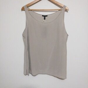 Eileen Fisher 100% Silk Tank Top Womens 1X Silver Gray Layer Sustainable New